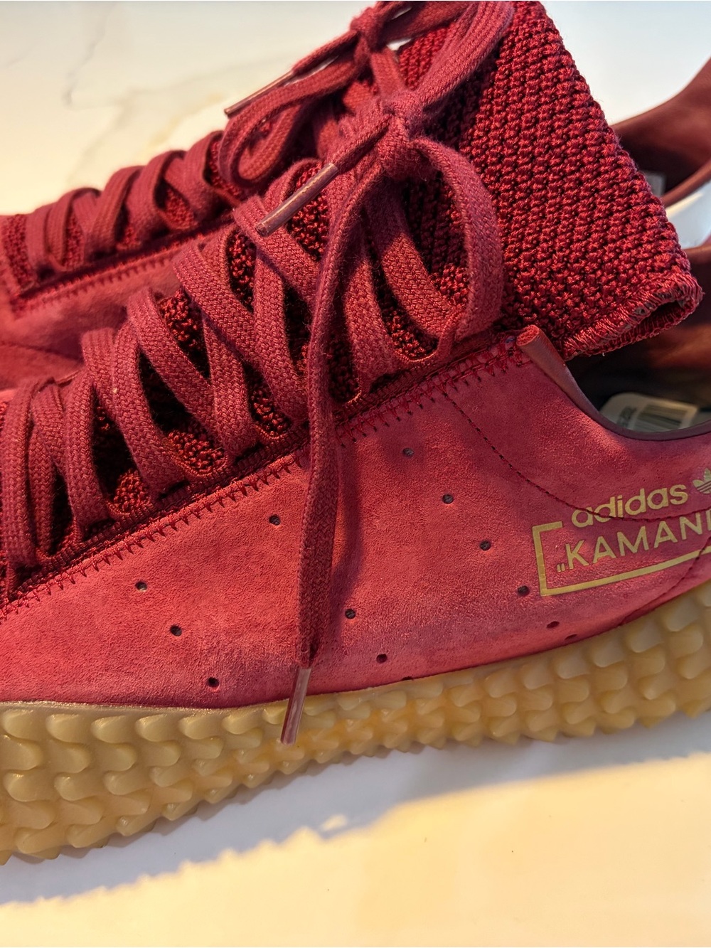 adidas Kamanda Suede Sneakers in Burgundy with Gum Sole